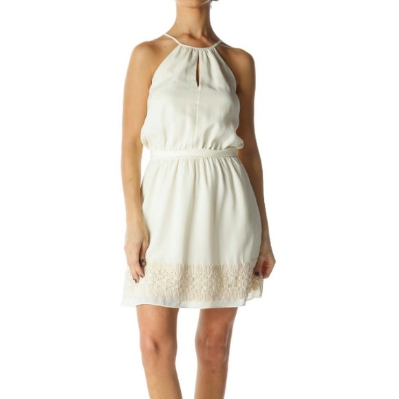 Express Dresses & Skirts - Express fit and flare dress crewneck cream color like new woman’s size medium